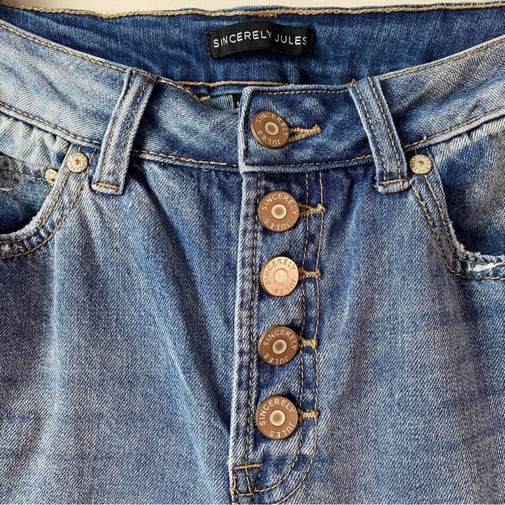 Sincerely Jules Exposed Button Fly Crop Jeans 26 - Picture 2 of 8